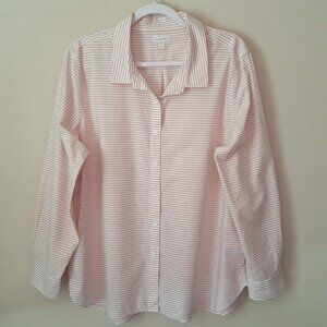 Garnet Hill Striped Organic Pima Cotton Button Down Top 18 Preppy Office